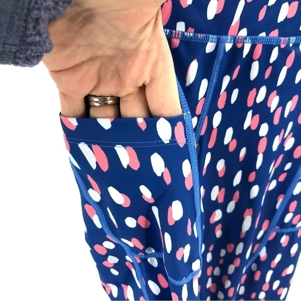 Zyia Drop Of Spring Pocket Light N Tight Leggings Cropped Blue Pink Size 2
